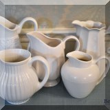 P02. Ironstone and white porcelain pitchers. 